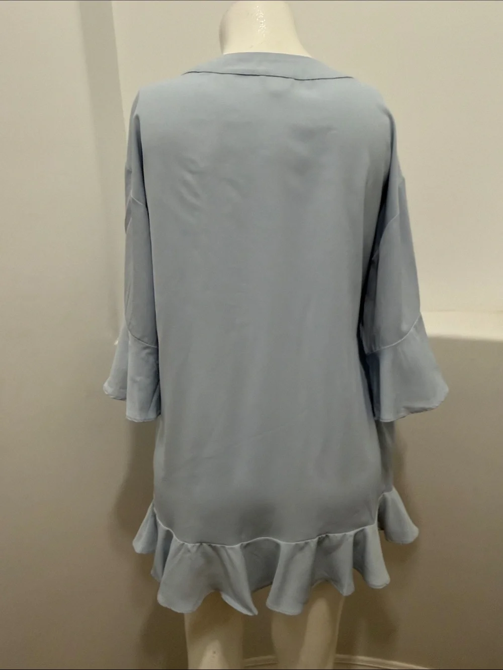Lovelina Light Blue Ruffle Trim Women's Getting-Ready Robe Kimono Top